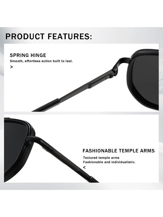 Women\'s Black Tangle Free Polarized Aviator Retro Square Metal Frame Sunglasses main image 5